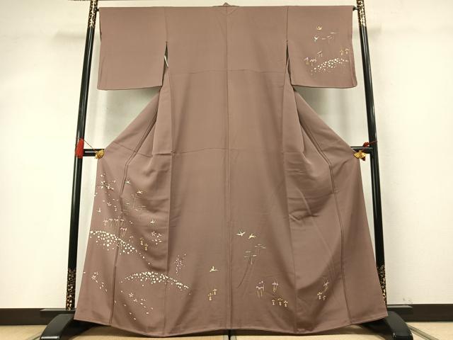 平和屋着物●訪問着　作家物　刺繍　花鳥文　正絹　逸品　AABM8381fy