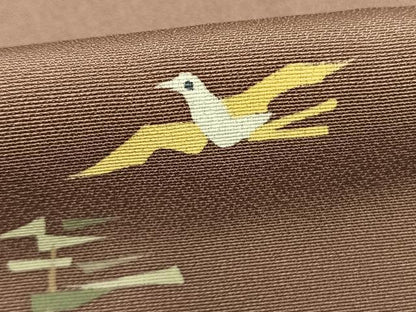 平和屋着物●訪問着　作家物　刺繍　花鳥文　正絹　逸品　AABM8381fy