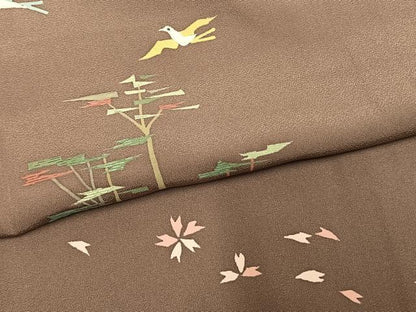 平和屋着物●訪問着　作家物　刺繍　花鳥文　正絹　逸品　AABM8381fy