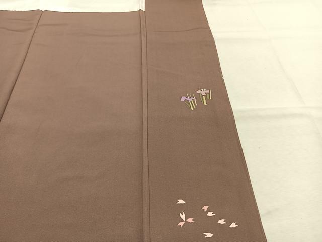 平和屋着物●訪問着　作家物　刺繍　花鳥文　正絹　逸品　AABM8381fy