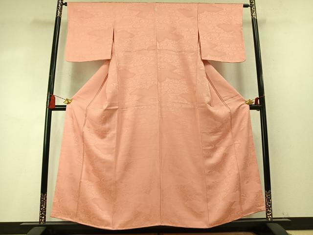 平和屋着物●上質な色無地　雲取り流水地紋　東雲色　正絹　逸品　未使用　AABM8386fy