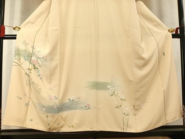 平和屋着物●訪問着　友禅　作家物　草花文　暈し染め　正絹　逸品　AABM8392fy