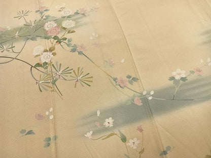 平和屋着物●訪問着　友禅　作家物　草花文　暈し染め　正絹　逸品　AABM8392fy