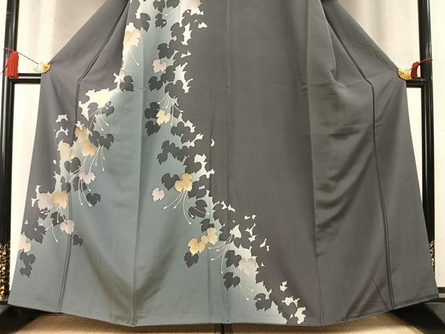 平和屋着物●訪問着　蔦の葉文　シルエット　暈し染め　金彩　正絹　逸品　AABM8394fy