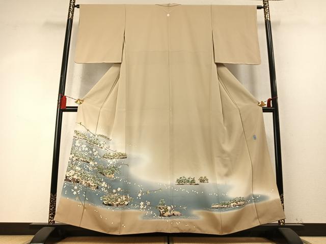 平和屋着物●本加賀友禅作家　横山秀一　色留袖　風景枝桜文　暈し染め　正絹　逸品　未使用　AABM8397fy