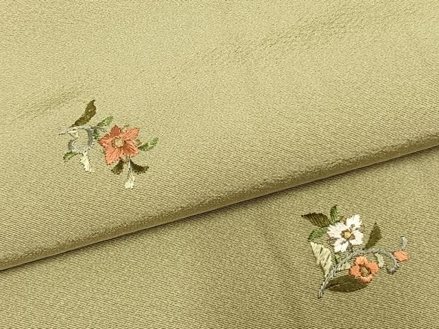 平和屋着物●上質な小紋　総刺繍　草花文　金糸　正絹　逸品　未使用　AABM8398fy