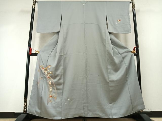 平和屋着物●訪問着　総刺繍　駒刺繍　草花文　金銀糸　松坂屋扱い　正絹　逸品　未使用　AABM8405fy