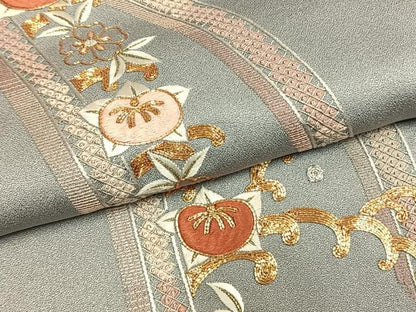平和屋着物●訪問着　総刺繍　駒刺繍　草花文　金銀糸　松坂屋扱い　正絹　逸品　未使用　AABM8405fy