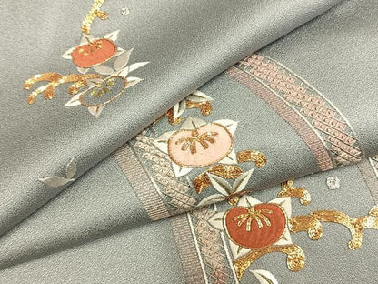 平和屋着物●訪問着　総刺繍　駒刺繍　草花文　金銀糸　松坂屋扱い　正絹　逸品　未使用　AABM8405fy