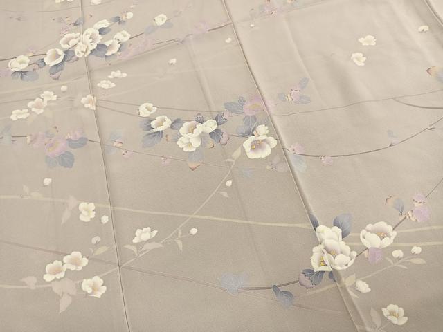 平和屋着物●訪問着　友禅　作家物　枝花文　正絹　逸品　AABM8407fy