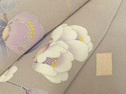 平和屋着物●訪問着　友禅　作家物　枝花文　正絹　逸品　AABM8407fy