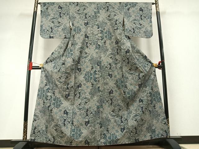 平和屋着物●本場大島紬　7マルキ　紫陽花　正絹　逸品　AABM8420fy