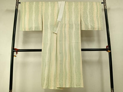 平和屋着物●長襦袢　袷　よろけ縞　舞花地紋　正絹　逸品　AABM8425fy
