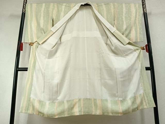 平和屋着物●長襦袢　袷　よろけ縞　舞花地紋　正絹　逸品　AABM8425fy