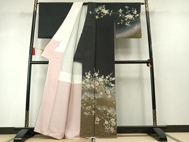 平和屋着物●訪問着　松竹梅　枝花文　暈し染め　正絹　逸品　AABM8426fy