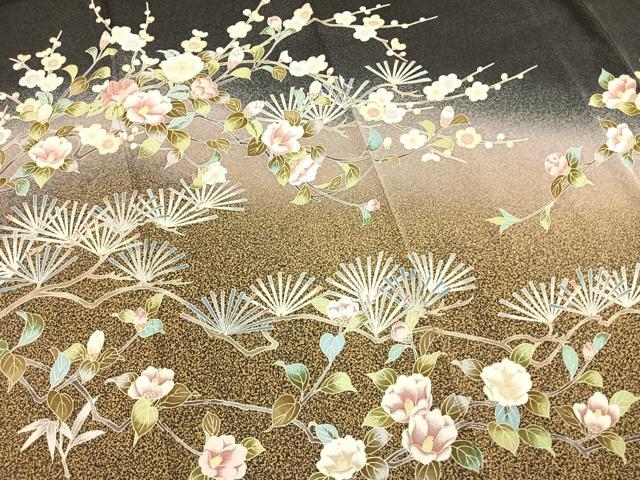 平和屋着物●訪問着　松竹梅　枝花文　暈し染め　正絹　逸品　AABM8426fy