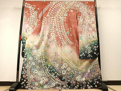 平和屋着物●豪華振袖　絞り　辻が花　暈し染め　銀通し地　正絹　逸品　AABM8428fy
