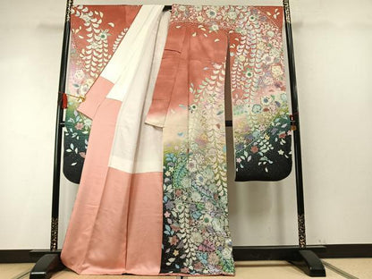 平和屋着物●豪華振袖　絞り　辻が花　暈し染め　銀通し地　正絹　逸品　AABM8428fy