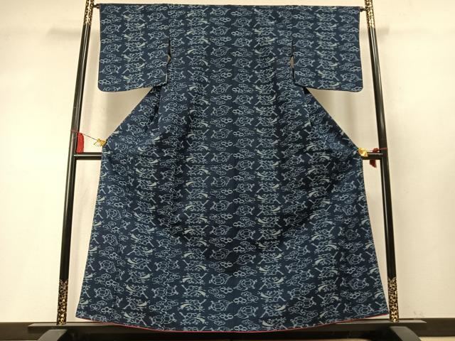 平和屋着物●弓浜絣　亀　松　綿　逸品　未使用　AABM8431fy
