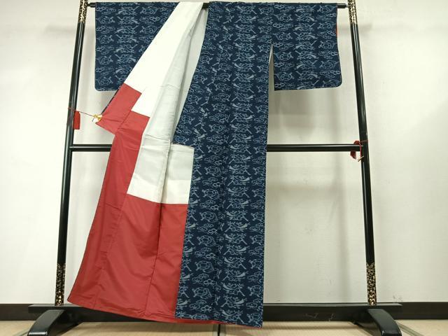 平和屋着物●弓浜絣　亀　松　綿　逸品　未使用　AABM8431fy