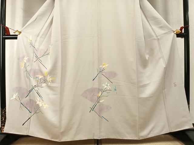 平和屋着物●日本工芸会正会員　染色作家　木原明　訪問着　枝花文　正絹　逸品　AABM8432fy