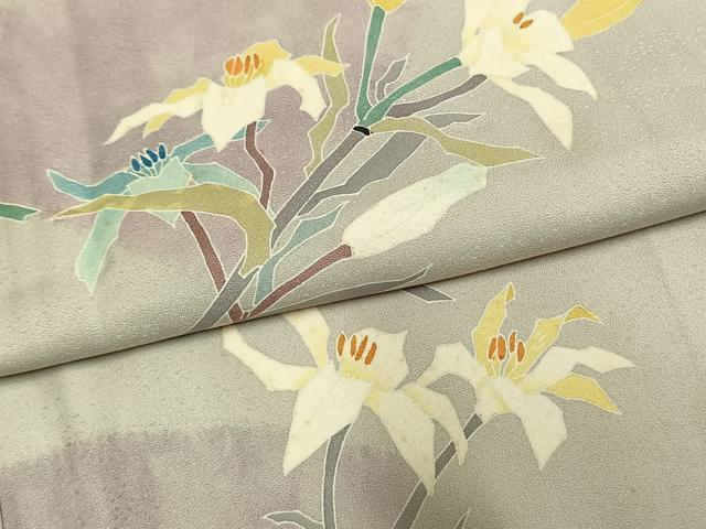 平和屋着物●日本工芸会正会員　染色作家　木原明　訪問着　枝花文　正絹　逸品　AABM8432fy