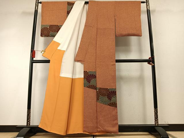 平和屋着物●訪問着　色紙花文　正絹　逸品　AABM8434fy