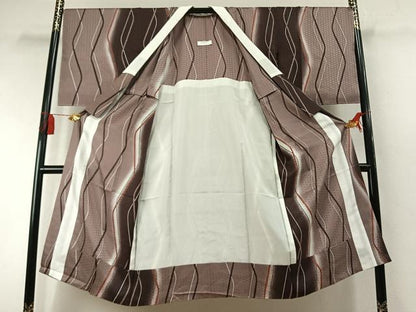 平和屋着物●長襦袢　無双仕立て　よろけ縞　暈し染め　正絹　逸品　未使用　AABM8435fy