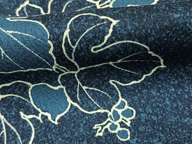 平和屋着物●無形文化財保持者　古庄理一郎　本藍染め　訪問着　葡萄蔦の葉文　正絹　逸品　AABM8439fy