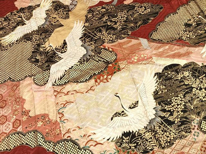 平和屋着物●豪華振袖　駒刺繍　雲取り飛鶴梅文　金彩　正絹　逸品　AABM8449fy