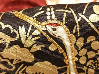 平和屋着物●豪華振袖　駒刺繍　雲取り飛鶴梅文　金彩　正絹　逸品　AABM8449fy