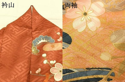 平和屋着物●豪華振袖　花鳥文　暈し染め　金銀彩　正絹　逸品　AABM8451fy