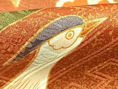 平和屋着物●豪華振袖　花鳥文　暈し染め　金銀彩　正絹　逸品　AABM8451fy