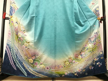 平和屋着物●豪華振袖　作家物　辻が花　絞り　暈し染め　銀通し地　さが美扱い　正絹　逸品　AABM8453fy
