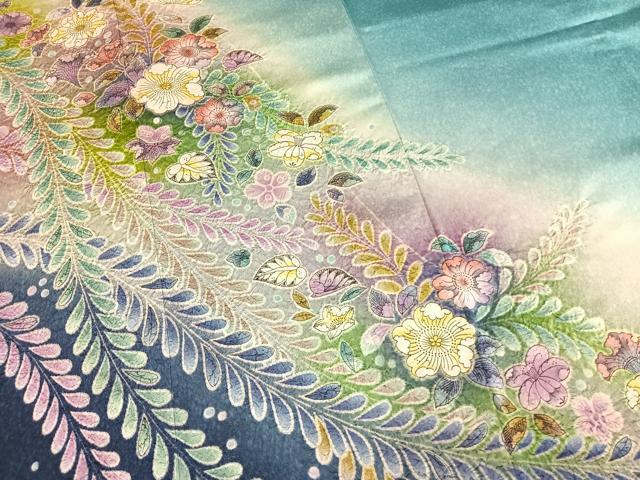 平和屋着物●豪華振袖　作家物　辻が花　絞り　暈し染め　銀通し地　さが美扱い　正絹　逸品　AABM8453fy