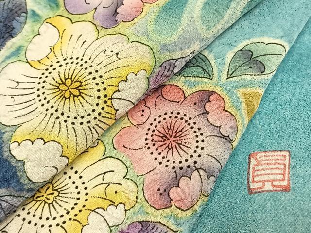 平和屋着物●豪華振袖　作家物　辻が花　絞り　暈し染め　銀通し地　さが美扱い　正絹　逸品　AABM8453fy