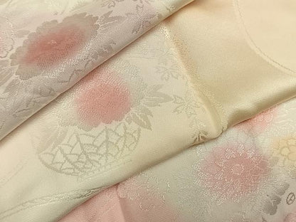 平和屋着物●振袖用長襦袢袷　陶器花地紋　暈し染め　半衿刺繍　正絹　逸品　AABM8461fy