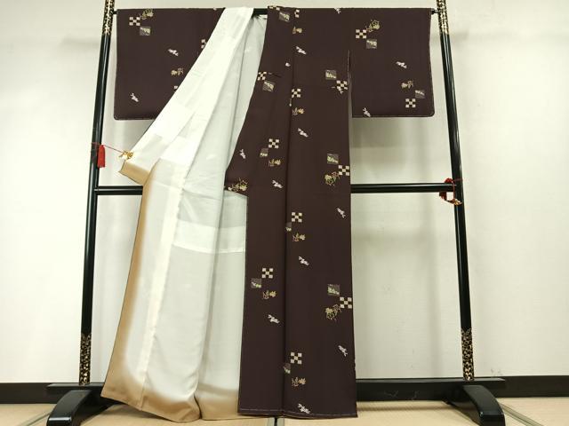平和屋着物●上質な小紋　兎舞葉文　正絹　逸品　AABM8464fy