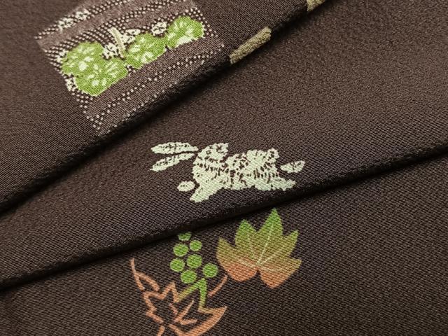 平和屋着物●上質な小紋　兎舞葉文　正絹　逸品　AABM8464fy