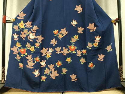 平和屋着物●和染紅型　栗山紅型　栗山吉三郎  訪問着　草花文　鬼しぼ縮緬　正絹　逸品　未使用　AABM8465fy