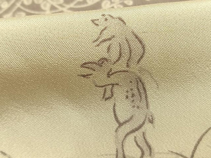 平和屋着物●銀座もとじ　長襦袢無双仕立て　横段鳥獣戯画文　反端付き　正絹　逸品　AABM8468fy