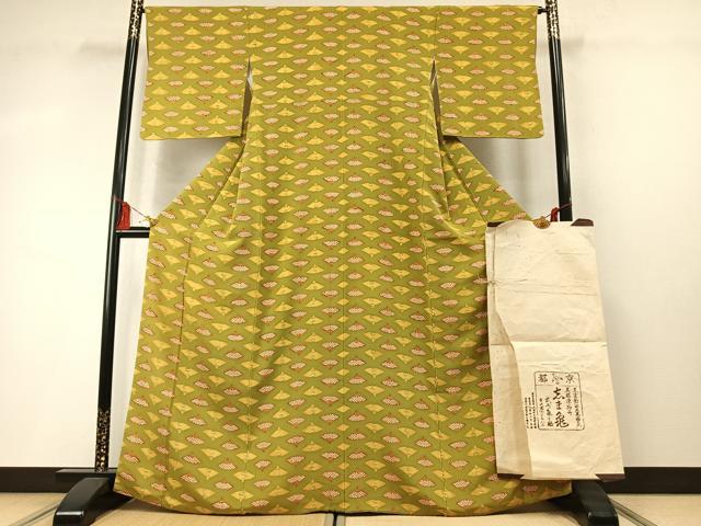 平和屋着物●銀座　志ま亀   小紋　扇面文　たとう紙付き　正絹　逸品　AABM8470fy
