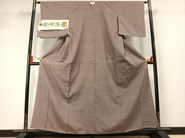 平和屋着物●本場結城紬　鳩羽鼠色　証紙　反端付き正絹　逸品　未使用　AABM8471fy