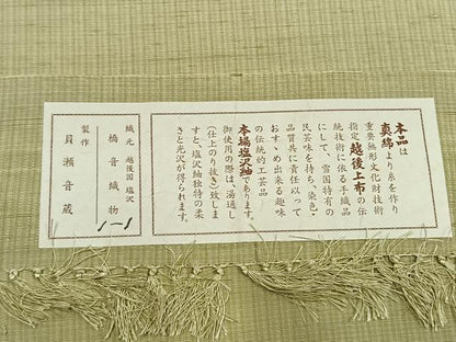 平和屋着物●銀座もとじ　塩沢紬　草木染　柳染　格子文　証紙付き　正絹　逸品　AABM8472fy
