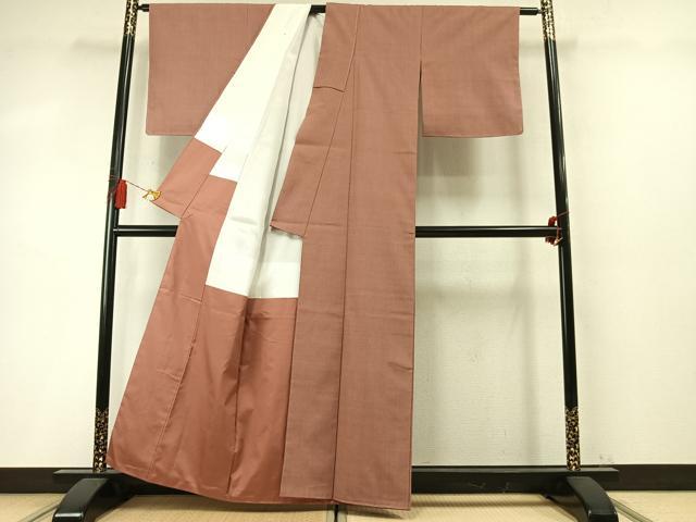平和屋着物●本場結城紬　奥順織物謹製　証紙付き　ときがら茶色　正絹　逸品　AABM8473fy