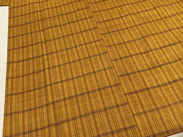 平和屋着物●無形文化財　本場黄八丈　近藤傳　草木染　手織　紬　格子文　正絹　逸品　未使用　AABM8474fy