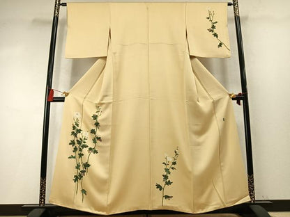 平和屋着物●加賀友禅の巨匠　初代　由水十久　訪問着　草花文　正絹　逸品　AABM8478fy
