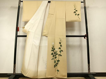 平和屋着物●加賀友禅の巨匠　初代　由水十久　訪問着　草花文　正絹　逸品　AABM8478fy