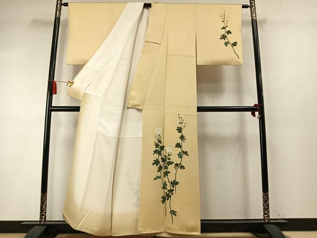 平和屋着物●加賀友禅の巨匠　初代　由水十久　訪問着　草花文　正絹　逸品　AABM8478fy