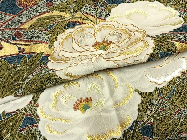 平和屋着物●京友禅の第一人者　松井青々　訪問着　駒刺繍　枝梅花文　黒地　金銀彩　正絹　逸品　AABM8479fy